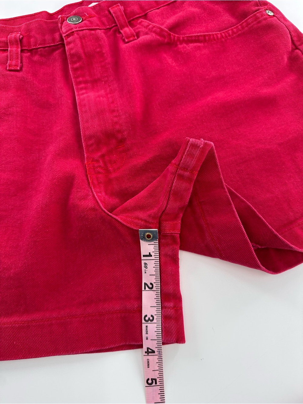 90's Red Denim High Rise Mom Shorts Women's Size M/L - Picture 7 of 10